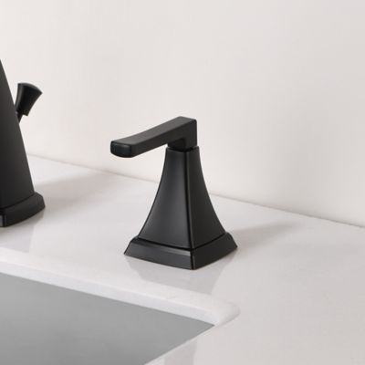 Image showing  Lotto 8 in. Widespread 2-Handle Bathroom Lavatory Faucet with Drain Assembly, Rust Resist in Matte Black