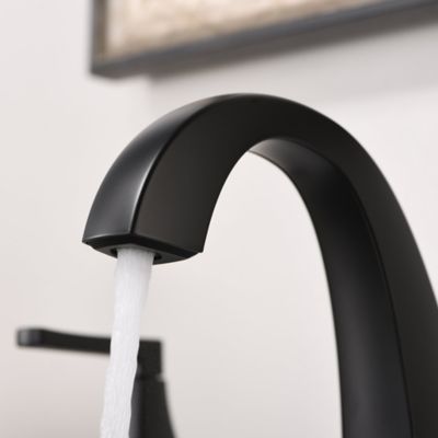 Image showing  Lotto 8 in. Widespread 2-Handle Bathroom Lavatory Faucet with Drain Assembly, Rust Resist in Matte Black