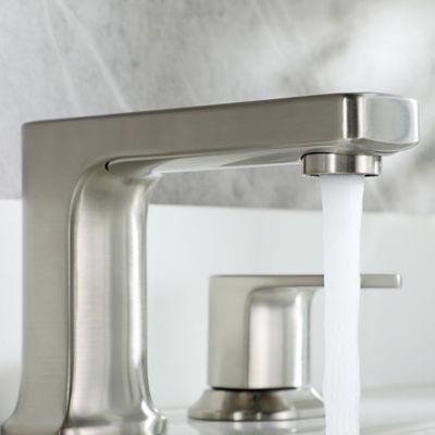 Image showing  8 in. Dean Widespread 2-Handle Bathroom Faucet with Drain Assembly, Rust Resistant, Brushed Nickel