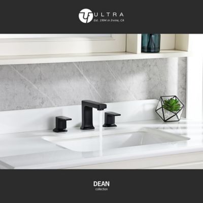 Image showing  Dean 8 in. Widespread 2-Handle Bathroom Faucet with Drain Assembly, Rust Resist in Matte Black