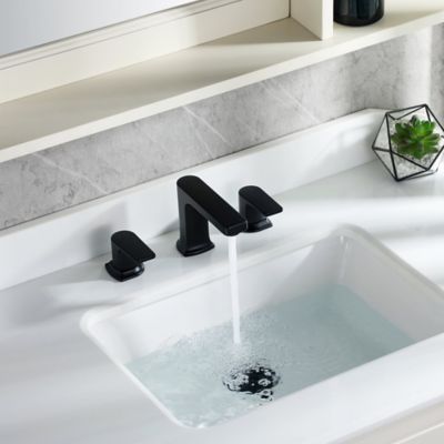 Image showing  Dean 8 in. Widespread 2-Handle Bathroom Faucet with Drain Assembly, Rust Resist in Matte Black