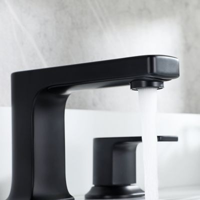Image showing  Dean 8 in. Widespread 2-Handle Bathroom Faucet with Drain Assembly, Rust Resist in Matte Black