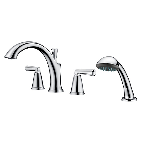 Ultra Faucets Z 2-Handle Deck-Mount Roman Tub Faucet with Hand Shower in Polished Chrome