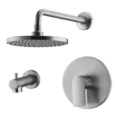 Ultra Faucets Wedge Single Handle 1-Spray Tub and Shower Faucet 1.8 GPM with Pressure Balance in. Brushed Nickel, Valve Included