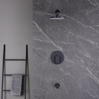 Image showing  Wedge Single Handle 1-Spray Tub and Shower Faucet 1.8 GPM with Pressure Balance in. Matte Black (Valve Included)