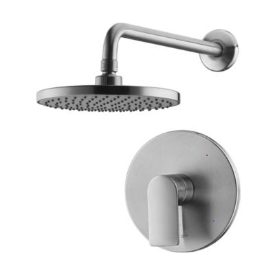 Ultra Faucets Wedge Single Handle 1-Spray Shower Faucet 1.8 GPM, Pressure Balance, Anti Scald in Brushed Nickel, Valve Included