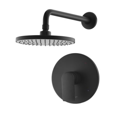 Ultra Faucets Wedge Single Handle 1-Spray Shower Faucet 1.8 GPM with Pressure Balance, Anti Scald, Matte Black (Valve Included)