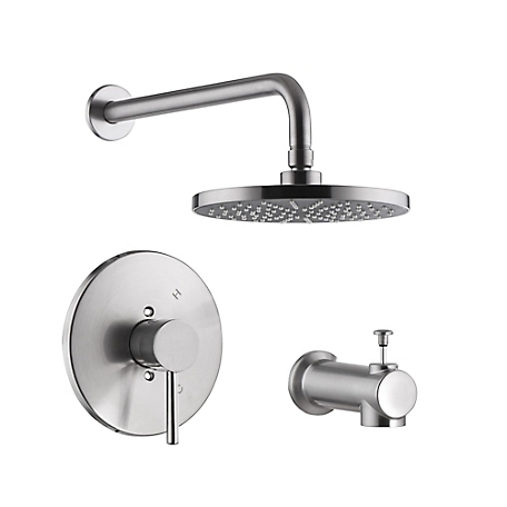 Ultra Faucets Kree Single Handle 1-Spray Tub and Shower Faucet 1.8 GPM with Pressure Balance in. Brushed Nickel (Valve Included)