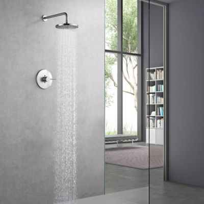 Image showing  Kree Single Handle 1-Spray Shower Faucet 1.8 GPM, Pressure Balance, Anti Scald in Brushed Nickel (Valve Included)