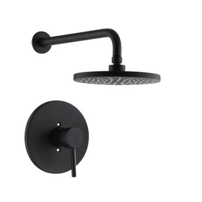 Image showing  Kree Single Handle 1-Spray Shower Faucet 1.8 GPM with Pressure Balance, Anti Scald in Matte Black (Valve Included)