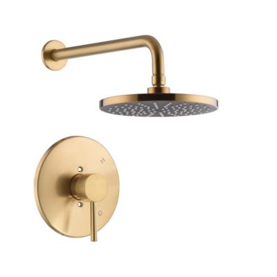 Ultra Faucets Kree Single Handle 1-Spray Shower Faucet with Valve and Pressure Balance, 1.8 GPM, Anti Scald, Brushed Gold