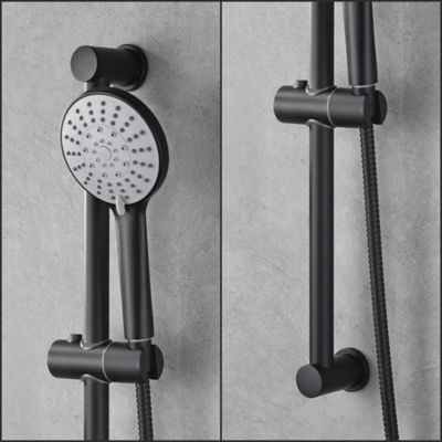 Image showing  Kree 5-Spray Round High Pressure Multifunction Wall Bar Shower Kit with Hand Shower in Matte Black