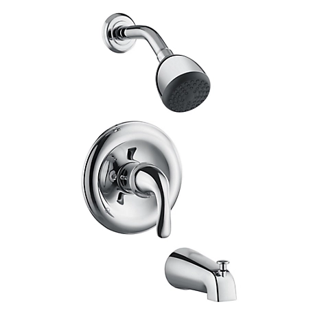 Ultra Faucets Vantage Single Handle 1-Spray Tub and Shower Faucet 1.8 GPM, Pressure Balance, Polished Chrome (Valve Included)