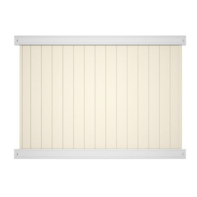 Outdoor Essentials Woodbridge 6 ft. x 8 ft. Tan/White Privacy Fence Panel