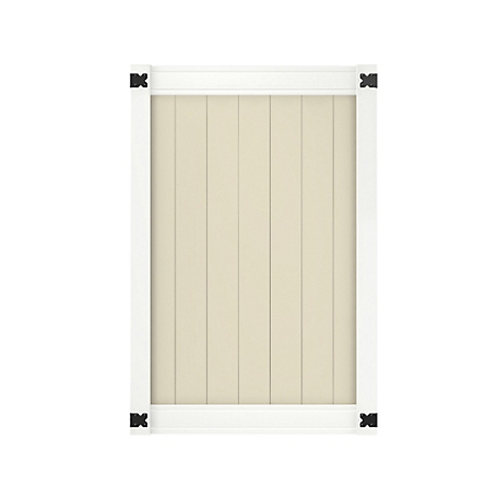 Outdoor Essentials Woodbridge 6 ft. x 4 ft. Tan/White Privacy Gate