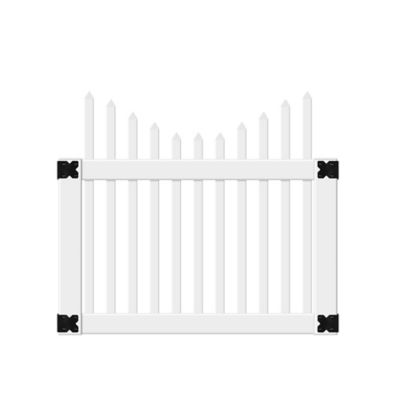 Outdoor Essentials Alexandria 42 in. x 4 ft. Cut Scalloped Spaced Picket Gate