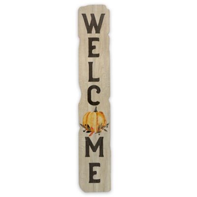 Open Road Brands Welcome Fall Pumpkin Vertical Porch Leaner Wood Wall Decor