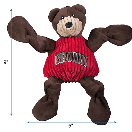 Hugglehounds NCAA Brown University - Bruno the Bear Knottie Plush Dog Toy, Small