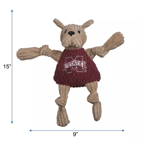 Hugglehounds NCAA Mississippi State University Bully the Bulldog Knottie Plush Dog Toy Large Dog Plush Toys