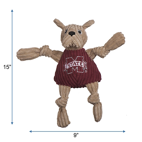 Hugglehounds NCAA Mississippi State University, Bully the Bulldog Knottie Plush Dog Toy, Large