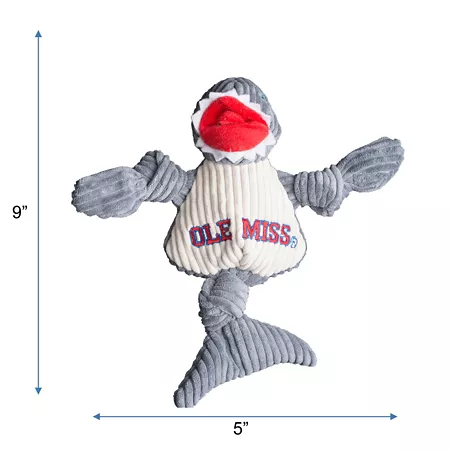 Hugglehounds NCAA Ole Miss (U of Mississippi) Tony Land Shark Knottie Plush Dog Toy Small Dog Plush Toys