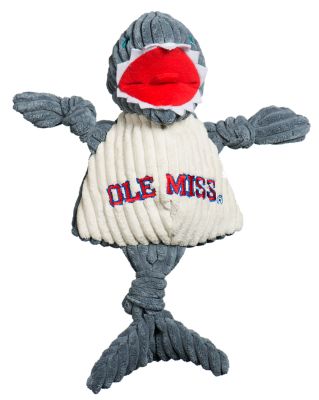 Hugglehounds NCAA Ole Miss (U. of Mississippi), Tony Land Shark Knottie Plush Dog Toy, Large