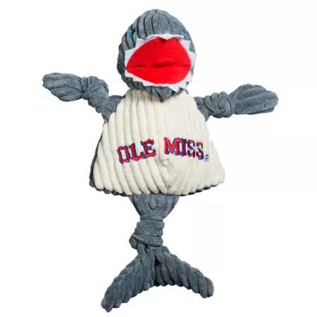 Hugglehounds NCAA Ole Miss (U of Mississippi) Tony Land Shark Knottie Plush Dog Toy Large Dog Plush Toys