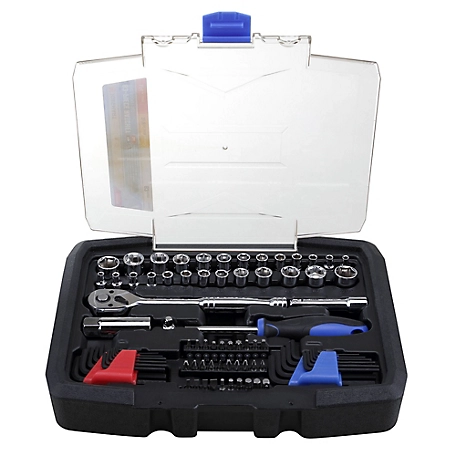 JobSmart 1/4 in. and 3/8 in. Drive SAE/Metric Ratchet and Socket Set, 83 pc.