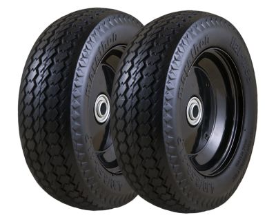 Ranch Tough 2 Pack 10x3 Flat Free Flex Core Tire on Plastic Wheel Assembly