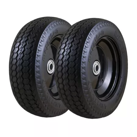 Ranch Tough 10x3 Flat Flex Core Tire on Plastic Wheel Set 2-Pack Hand Truck Wheels