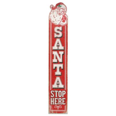 Open Road Brands Santa Stop Here Christmas Vertical Porch Leaner Wood Wall Decor