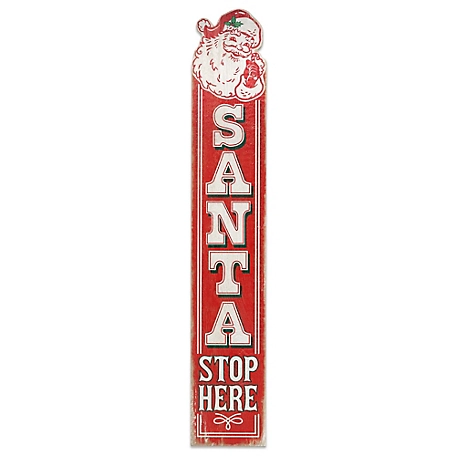Open Road Brands Santa Stop Here Christmas Vertical Porch Leaner Wood Wall Decor