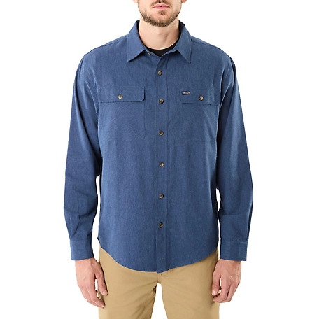 Smith's Workwear Long Sleeve 2-Pocket Solid Heather Flannel Shirt With Pen-Slot