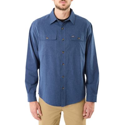 Smith's Workwear Men's Long -Sleeve 2-Pocket Solid Heather Flannel Shirt With Pen-Slot