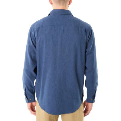 Image showing  Men's Long -Sleeve 2-Pocket Solid Heather Flannel Shirt With Pen-Slot