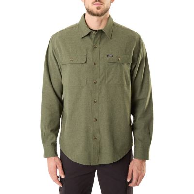 Smith's Workwear Men's Long -Sleeve 2-Pocket Solid Heather Flannel Shirt With Pen-Slot
