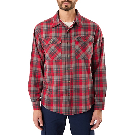 Smith's Workwear Long Sleeve 2-Pocket Plaid Flannel Shirt With Pen-Slot