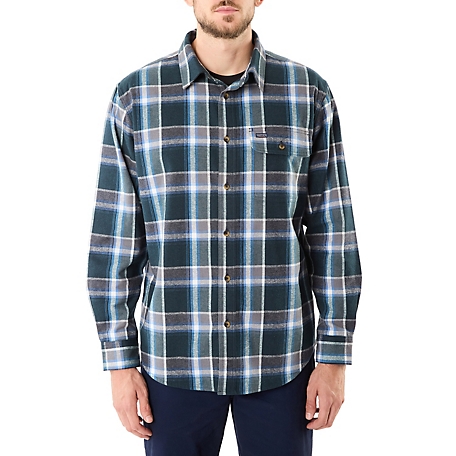 Smith's Workwear Long-Sleeve Plaid 1-Pocket Flannel Button-Up Shirt