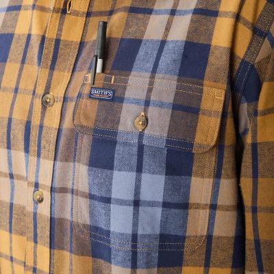 Image showing  Long-Sleeve Plaid 1-Pocket Flannel Button-Up Shirt
