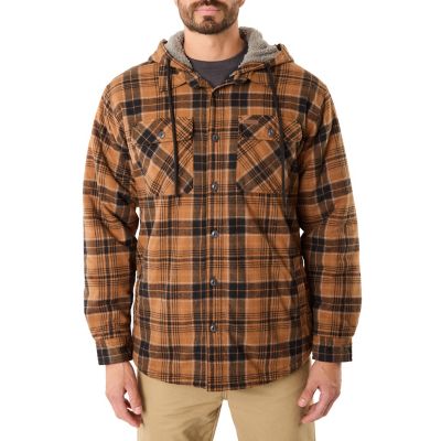 Smith's Workwear Sherpa-Lined Hooded Flannel Plaid Shirt-Jacket