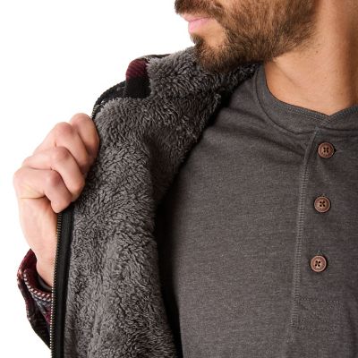 Image showing  Sherpa-Lined Zip-Front Hooded Microfleece Shirt-Jacket