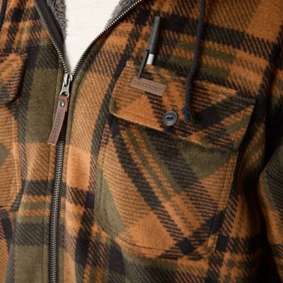 Image showing  Sherpa-Lined Zip-Front Hooded Microfleece Shirt-Jacket