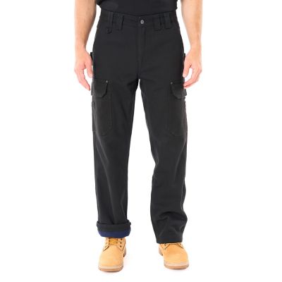 Smith's Workwear Men's Relaxed Fit High-Rise Bonded Fleece-Lined Stretch Duck Canvas Gusset Utility Cargo Work Pants