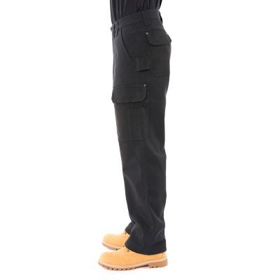 Image showing  Men's Relaxed Fit High-Rise Bonded Fleece-Lined Stretch Duck Canvas Gusset Utility Cargo Work Pants