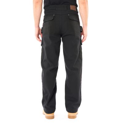 Image showing  Men's Relaxed Fit High-Rise Bonded Fleece-Lined Stretch Duck Canvas Gusset Utility Cargo Work Pants