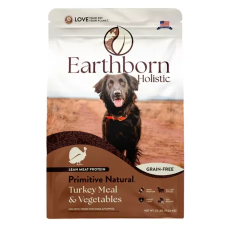 Earthborn Holistic All Life Stages Primitive Natural Turkey and Chicken Recipe Dry Dog Food 25 lb Bag Dry Dog Food