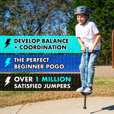 Image showing  Foam Jolt Beginners Pogo Stick for Boys' and Girls', Blue Camo, Ages 5+, Between 40 to 80 lb.