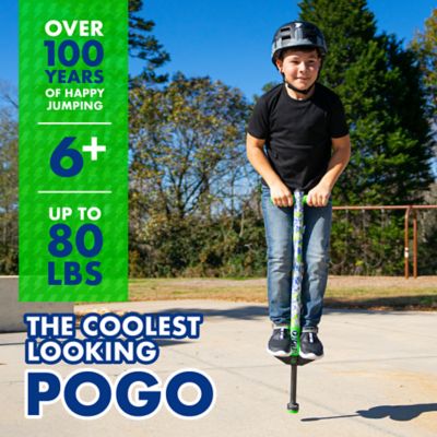 Image showing  Foam Jolt Beginners Pogo Stick, Tie Dye Green, Ages 5+, Between 40 to 80 lb.