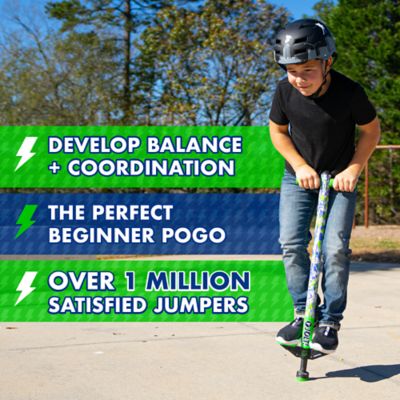 Image showing  Foam Jolt Beginners Pogo Stick, Tie Dye Green, Ages 5+, Between 40 to 80 lb.