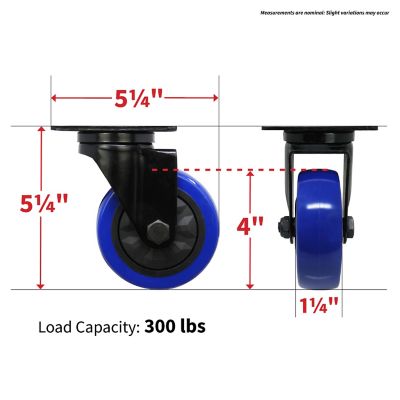 Image showing  4 in. Swivel Blue Caster, 300 lb. Capacity
